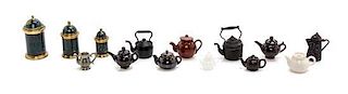 * Eleven Teapots and Kettles, Height of tallest 1 1/4 inches.