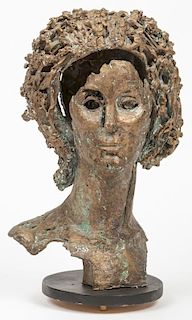 Taki Camille (20th c.) Bronze Bust of a Lady