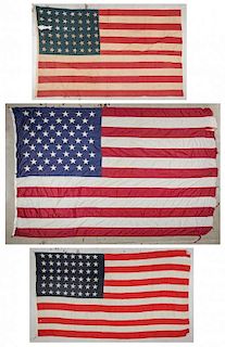 3 Large Vintage American Flags