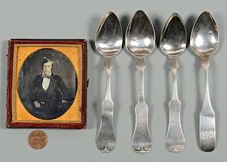 TN Daguerreotype & 4 Southern spoons