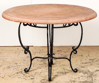 Tuscan Terracotta Table with Iron Base