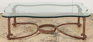 A Stark Ribbon Coffee Table with Glass Top