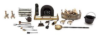* A Collection of Fireplace Accessories, Width of fender 4 inches.