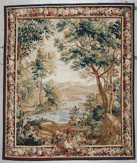 Fine Continental Style Pictorial Tapestry: 95'' x 80'' (241 x 203 cm)