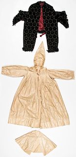 Rare 19th C. Glazed Cotton Rainwear & Woman's Frock