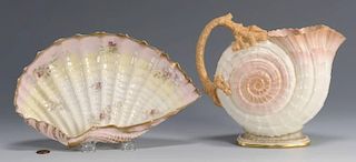 Belleek Porcelain Pitcher & Flat Shell