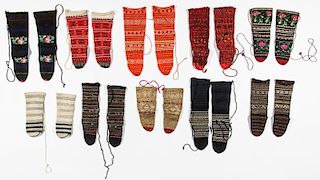 Colorful Collection of 10 Pair of Old Balkan Folk Socks