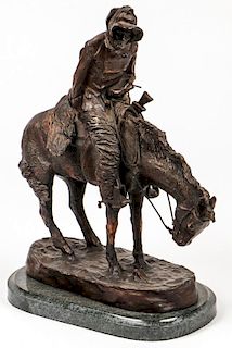 After Frederic Remington Signed Bronze Statue