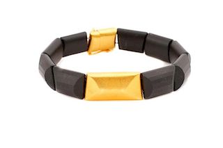 Black Tourmaline & Gold Link Bracelet