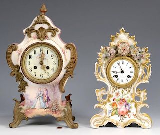 2 French Porcelain Clocks, inc. Old Paris