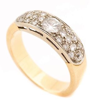 Modern Two-Tone Gold Ring with Antique Diamonds