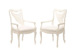Pair, Hollywood Regency Lacquered Arm Chairs