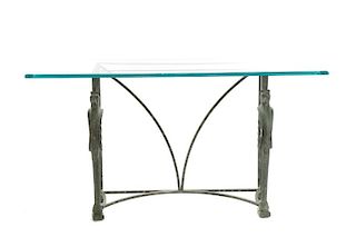 Wrought Iron Horse Motif Console Table