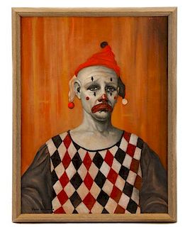 Dean Chapman "Sad Clown", Oil on Canvas