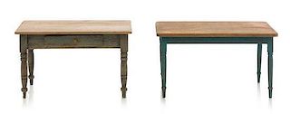 * Two Provincial Style Tables, Height of first 2 1/2 x width 4 1/2 x depth 2 3/4 inches.