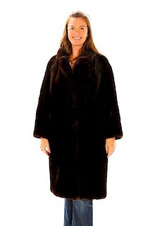Ladies Fine Mahogany Mink 3/4 Length Coat