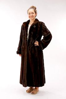 Anne Klein Full Length Mahogany Mink Coat