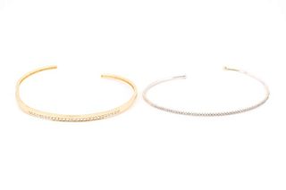 Collection of 2 Diamond Accented Bangle Bracelets