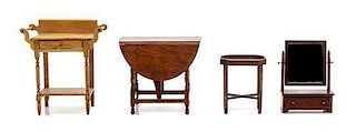 * A Group of Four Furniture Articles, Height of wash stand 3 x width 2 1/2 x depth 1 1/4 inches.