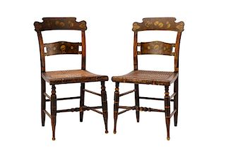 Pair, American Caned Hitchcock Chairs, 19th C.