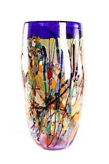 John Gerletti, Large Hand Blown Purple Glass Vase
