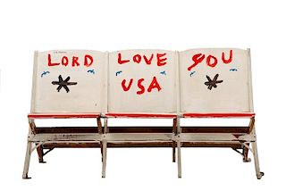 R.A. Miller Patriotic Painted Folding Bench