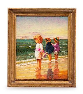 * Paul Saltarelli, (Italian, 20th Century), Children Playing in the Surf, after Samuel Carr