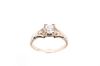 1920s Diamond Engagement Ring, 18k White Gold