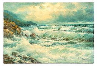 F. Thomas Quigley, "Rocky Shore", Oil on Canvas
