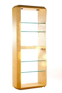 Karl Springer Style Rattan & Glass Cabinet