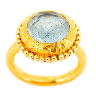 Handmade 18k Gold & Aquamarine Ring
