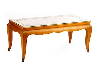 French Art Deco Cocktail Table w/Eglomise Top
