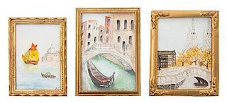 * Cookie Ziemba, (American, 20th century), Sails on the Grand Canal, Venetian Canal, and Winter in the City, (three works)