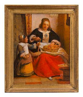 * Paul Saltarelli, (Italian, 20th century), Woman and Child Peeling Apples, after Pieter de Hooch