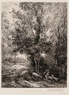 Charles François Daubigny (French, 1817-1878)      Two Landscapes: Le ruisseau dans la clairière