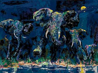 LeRoy Neiman (American, 1921-2012)      Elephants Nocturne