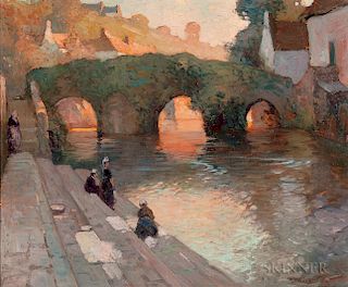 George Ames Aldrich (American, 1872-1941)      The Flowered Bridge, Quimperlé