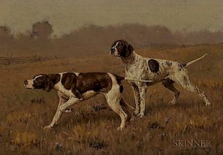 John Martin Tracy (American, 1843-1893)      Two Hunting Dogs in a Landscape