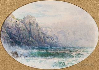 William Trost Richards (American, 1833-1905)      Towering Cliffs and Surf