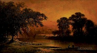 George Inness (American, 1825-1894)      The Pond at Sunset