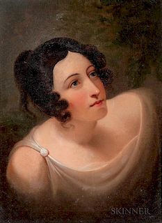 Attributed to Rembrandt Peale (American, 1778-1860)      Portrait Head of a Woman in Neoclassical Dress