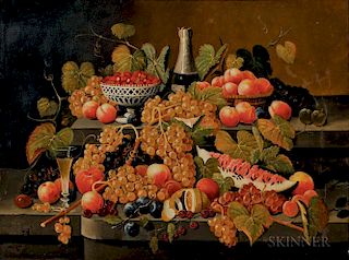 Attributed to Severin Roesen (German/American, 1815-1872)      Sumptuous Still Life with Fruit and Wine