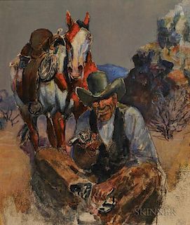 Harry Brown Baker (American, 1868-1941)      Cowboy with Horse and Pistol
