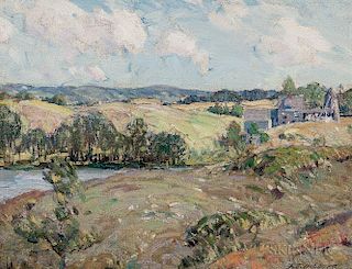 Aldro Thompson Hibbard (American, 1886-1972)      Summer Landscape with Farm in the Distance