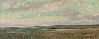 Arthur Hoeber (American, 1854-1915)      Cape Cod Marshes, The Evening Hour