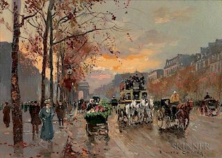 Edouard Léon Cortès (French, 1882-1969)      L'Avenue des Champs-Élysées au Crépuscule