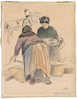 Camille Pissarro (French, 1830-1903)      Two Women at Market
