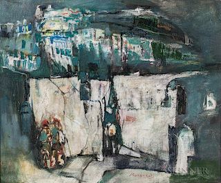 Mané-Katz (French/Ukrainian, 1894-1962)      Israeli Landscape, Possibly the Wailing Wall