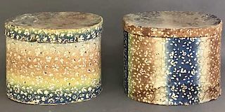 Two Similar Wallpapered Hat Boxes