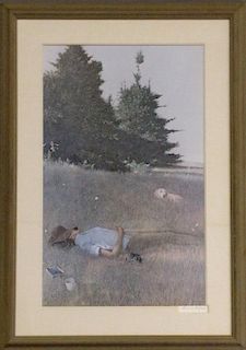 Andrew Wyeth Hand Signed Print "Distant Thunder"